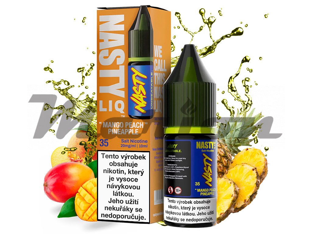 Nasty LIQ - Salte e-liquid - Mango Peach Pineapple - 10ml - 20mg, produktový obrázek.