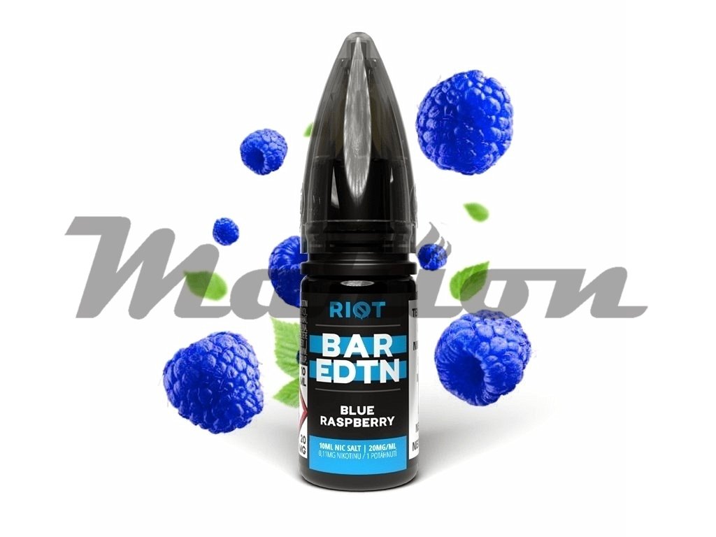Riot BAR EDTN - Salt e-liquid - Blue Raspberry - 10ml - 20mg, produktový obrázek.