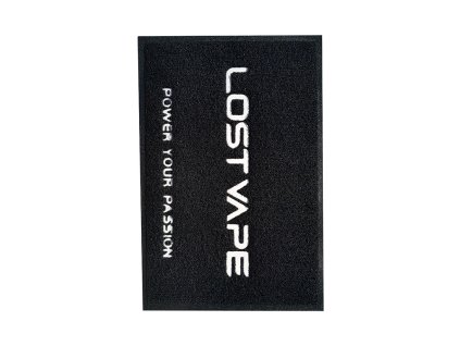 Lost Vape černá textilní rohožka před dveře s bílým logem a nápisem Power Your Passion