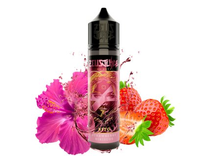 Ditto jahoda hibiscus Zeus Juice s čerstvými jahodami a růžovým květem hibiscu v růžovém designu