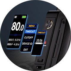 Přehledný displej Innokin Coolfire Z80 Nex s informacemi o výkonu