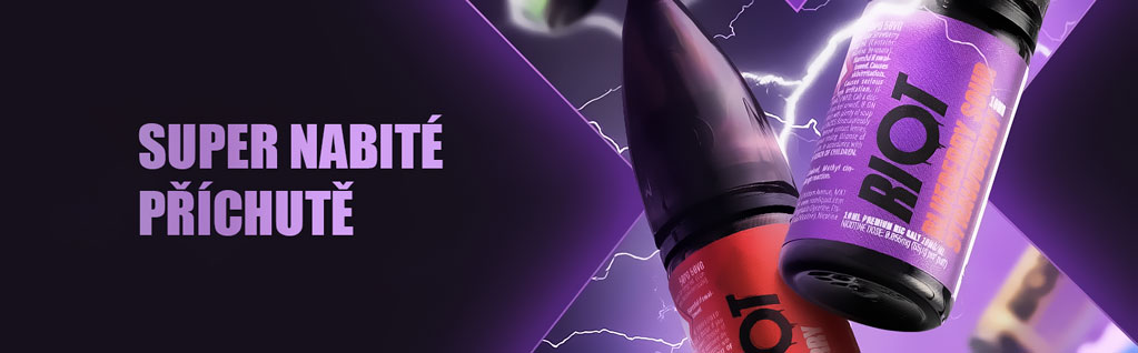 Kompletní kolekce RIOT X salt nikotinových e-liquidů s různými příchutěmi