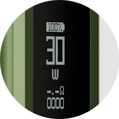 VOOPOO Doric Go – OLED displej 0,54 palce se zobrazením výkonu a baterie