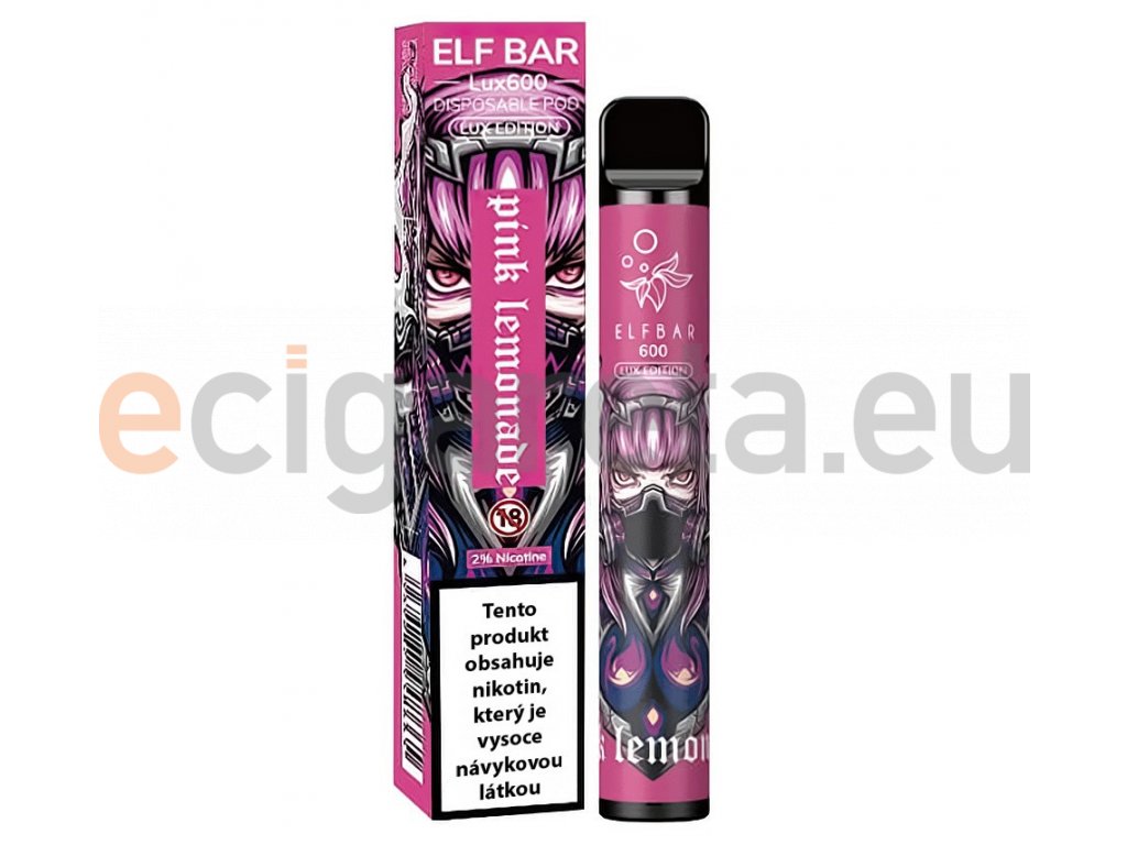 Elf Bar 600 Lux Edition - 20mg - Pink Lemonade (Růžová limonáda), produktový obrázek.