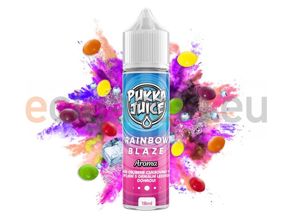 Pukka Juice - Shake & Vape - Rainbow Blaze (Ovocné bonbony s cooladou) - 18ml, produktový obrázek.