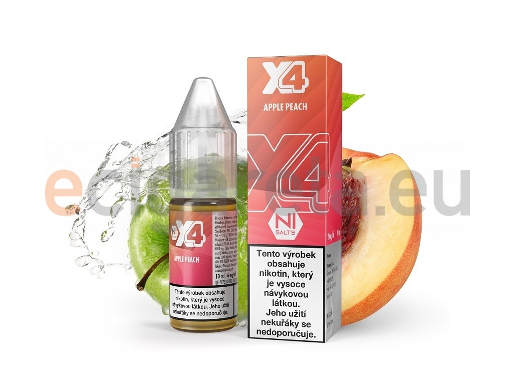 X4 Bar Juice Salt - E-liquid - Apple Peach (Jablko s broskví) - 10mg, produktový obrázek.