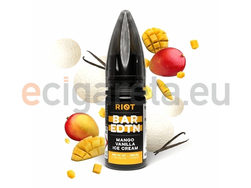 Riot BAR EDTN - Salt e-liquid - Mango Vanilla ICE Cream - 10ml - 10mg, produktový obrázek.