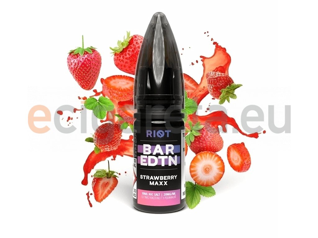 Riot BAR EDTN - Salt e-liquid - Strawberry Maxx - 10ml - 20mg, produktový obrázek.