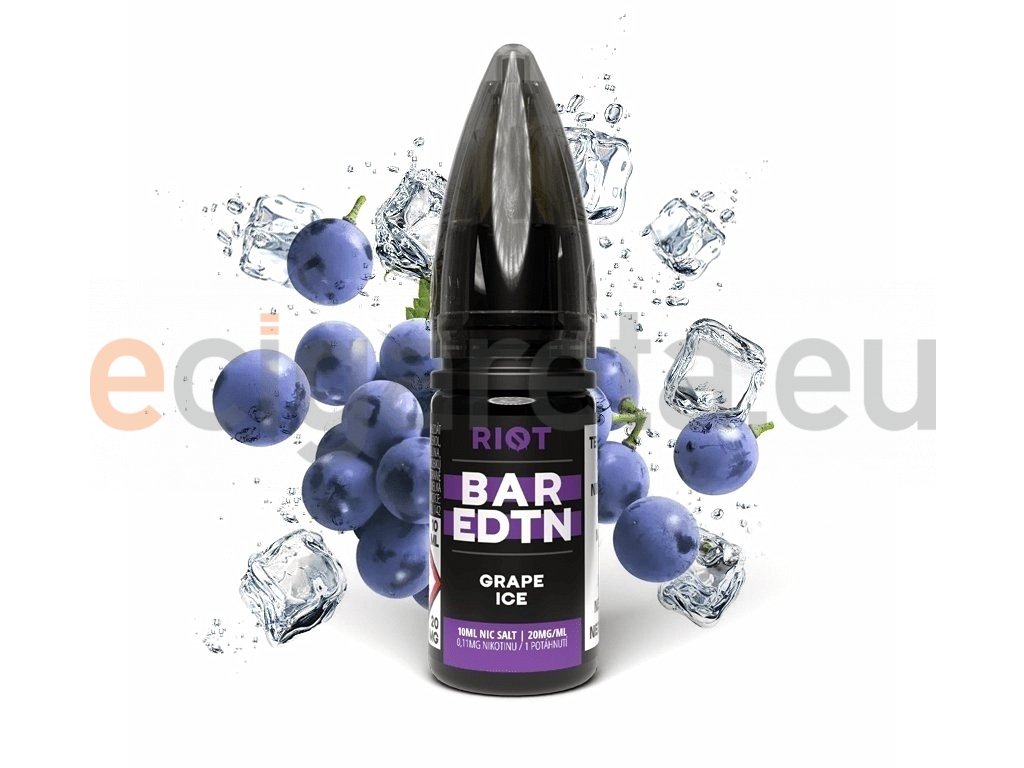 Riot BAR EDTN - Salt e-liquid - Grape ICE - 10ml - 20mg, produktový obrázek.