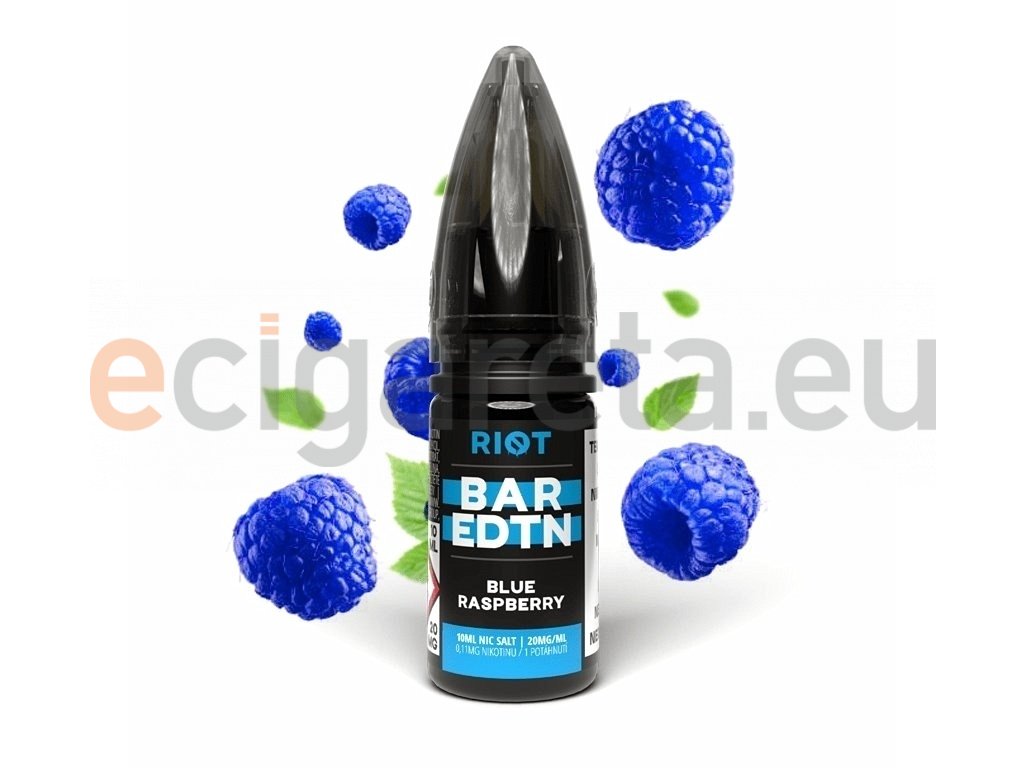 Riot BAR EDTN - Salt e-liquid - Blue Raspberry - 10ml - 20mg, produktový obrázek.