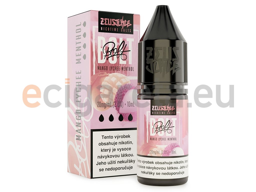 Zeus Juice BOLT Salt - E-liquid - Mango Lychee Menthol - 10ml - 20mg, produktový obrázek.