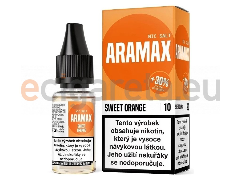 Aramax - Salt e-liquid - Sweet Orange - 10ml - 10mg, produktový obrázek.