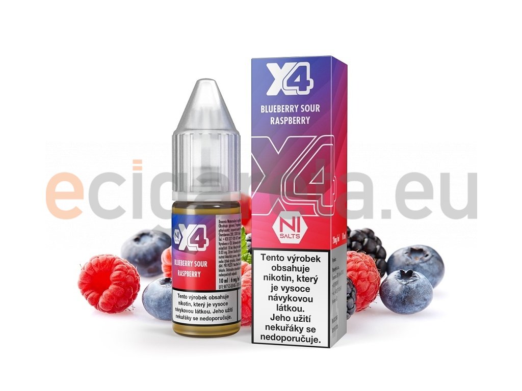 X4 Bar Juice Salt - E-liquid - Blue Sour Raspberry (Borůvka s malinou) - 20mg, produktový obrázek.
