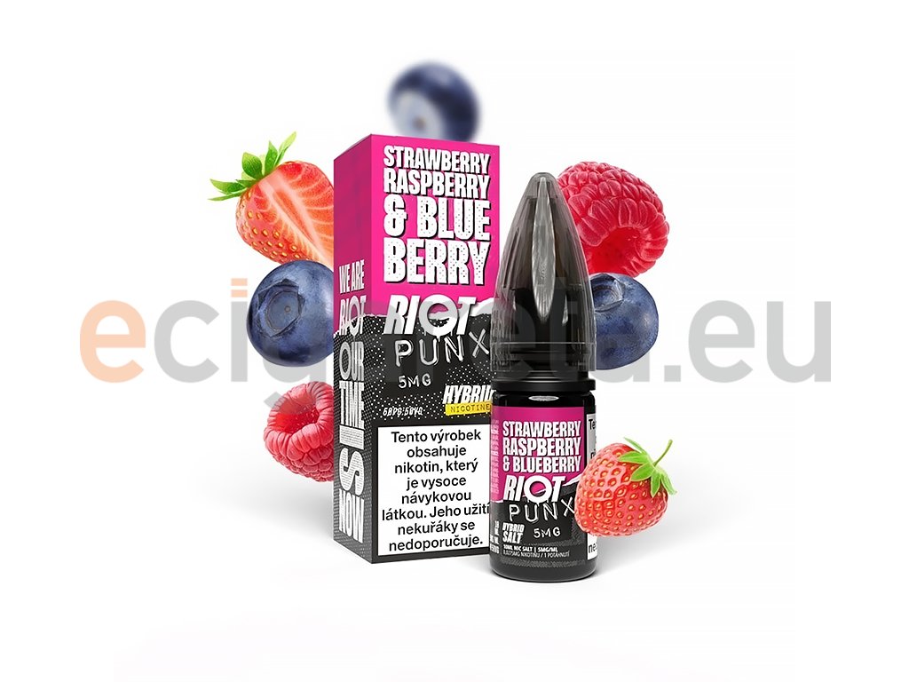 Riot SALT Hybrid - Strawberry Raspberry Blueberry - 5mg, produktový obrázek.