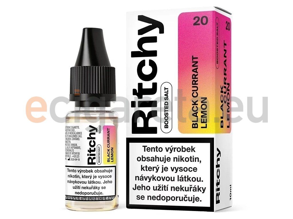 Ritchy - Salt e-liquid - Black Currant Lemon - 10ml - 20mg, produktový obrázek.