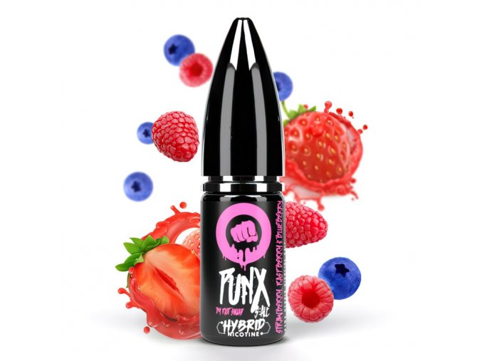 Riot SALT Hybrid - E-liquid - Strawberry Raspberry Blueberry (Jahoda, malina a borůvka) - 20mg, produktový obrázek.