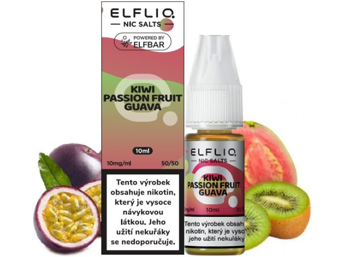 Liquid ELFLIQ Nic SALT Kiwi Passion Fruit Guava 10ml - 10mg