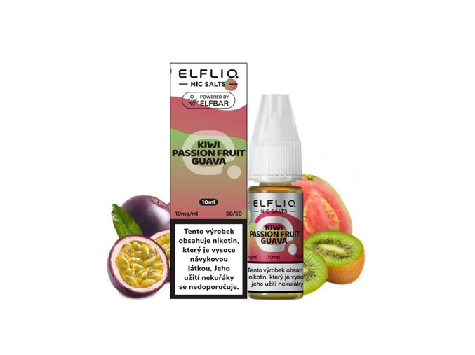 E-liquid Elfliq Salt 10ml / 10mg: Kiwi Passion Fruit Guava (Kiwi, marakuja a guava)