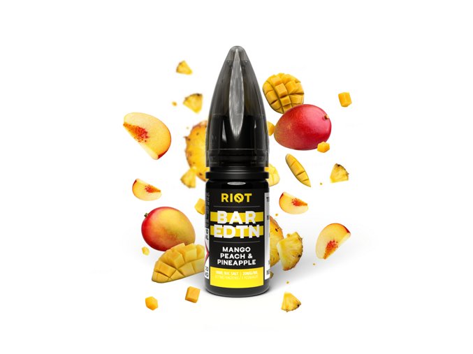 E-liquid Riot BAR EDTN Salt 10ml / 10mg: Mango Peach Pineapple (Mango, broskev a ananas)