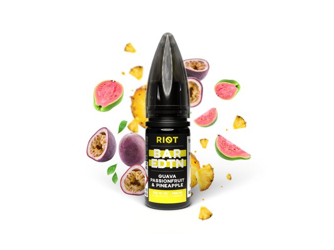 E-liquid Riot BAR EDTN Salt 10ml / 10mg: Guava Passionfruit Pineapple (Guava, marakuja a ananas)