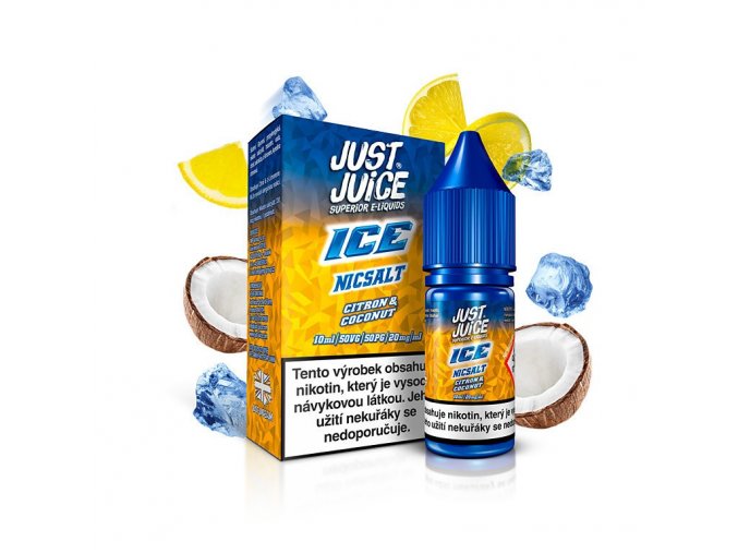 Just Juice Salt - E-liquid - ICE Citron & Coconut (Ledový citrón s kokosem) - 11mg, produktový obrázek.