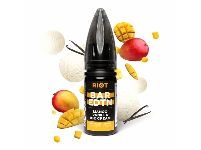 Riot BAR EDTN - Salt e-liquid - Mango Vanilla ICE Cream - 10ml - 10mg, produktový obrázek.
