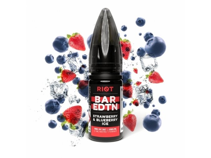 Riot BAR EDTN - Salt e-liquid - Strawberry Blueberry ICE - 10ml - 20mg, produktový obrázek.