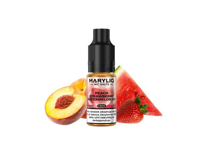 Maryliq Salt Peach Strawberry Watermelon Ice (Broskev, jahoda a vodní meloun) 10ml intenzita nikotinu 20mg