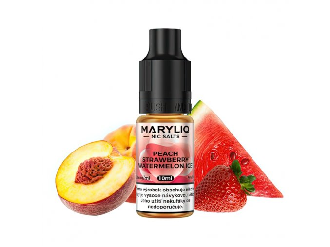 Maryliq - Salt e-liquid - Peach Strawberry Watermelon ICE - 10ml - 20mg, produktový obrázek.