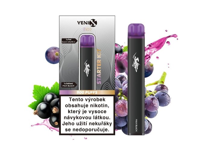 Venix MAX Black Starter Kit - Black Grape X - 20mg, produktový obrázek.