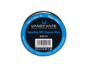 SS316L Superfine MTL Clapton - odporový drát 30GA + 38GA - Vandy Vape (3m)