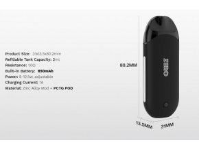 vaporesso zero elektronicka cigareta 650mah black (1)