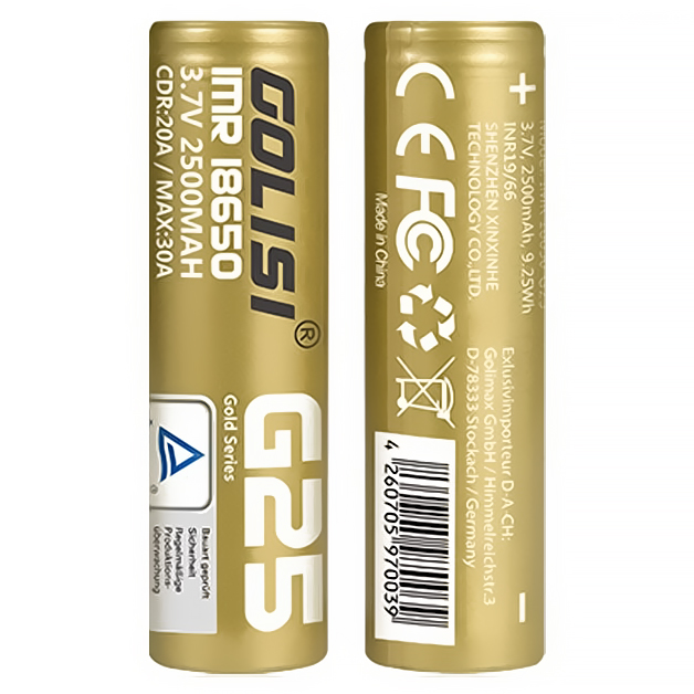 Baterie Golisi G25 18650 2500mAh 20A / 30A