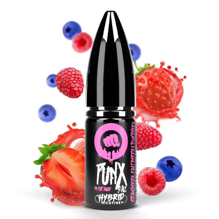 Riot SALT Hybrid - E-liquid - Strawberry Raspberry Blueberry (Jahoda, malina a borůvka) - 10mg