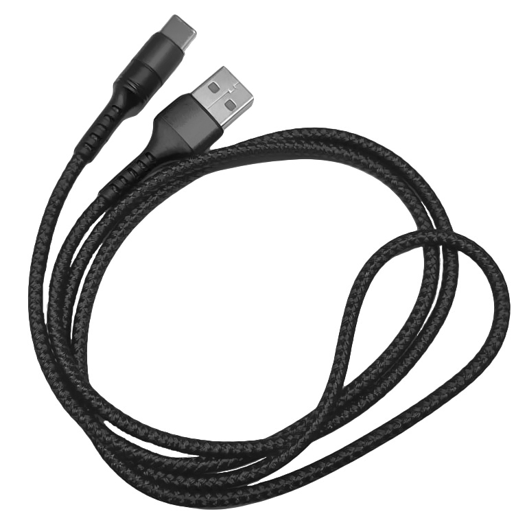Rychlonabíjecí kabel Typ-C 5A - 1m - Black opletený