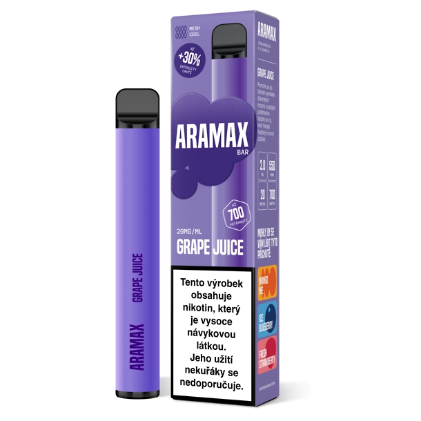 Aramax Bar 700 Grape Juice 20 mg 700 potáhnutí 1 ks