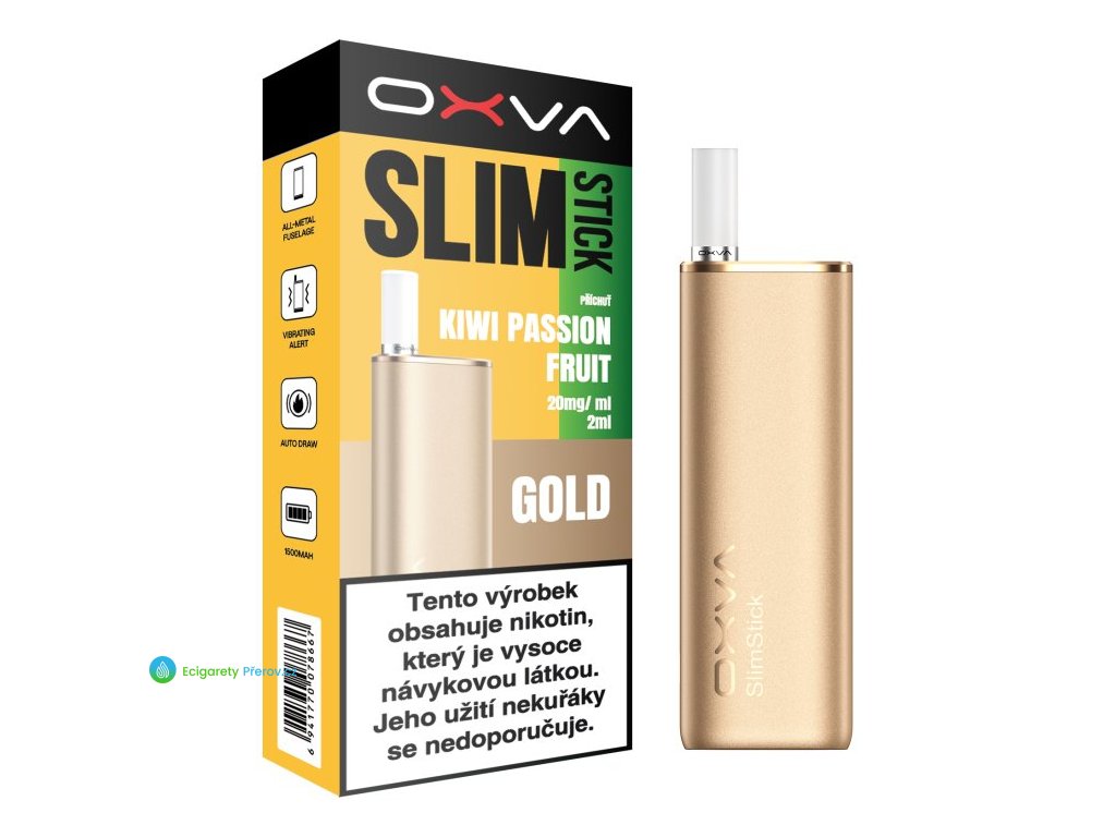 oxva slimstick elektronicka cigareta 1500mah kiwi passion fruit 20mg gold color
