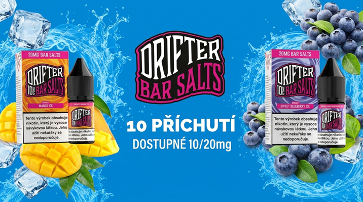 Juice Sauz představuje vynikající prémiové náplně, Juice Sauz Drifter SALT. Ty v sobě kombinují jedinečné a bohaté příchutě, které vám v ústech vykouzlí netušené potěšení.