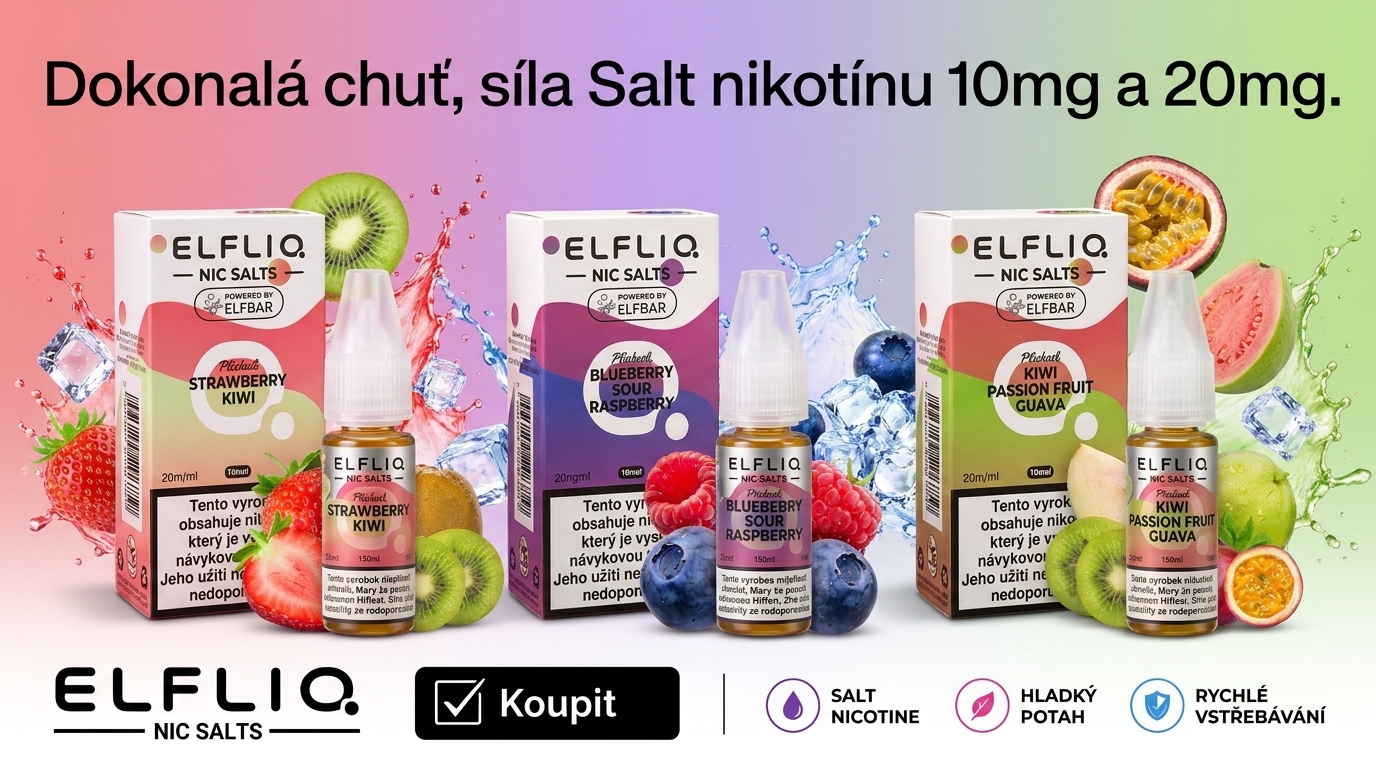 Objevte svět osvěžujících chutí s Elfbar liquidy! 🍭 Tyto prémiové e-liquidy jsou navrženy tak, aby poskytovaly nezapomenutelný zážitek z vapování.