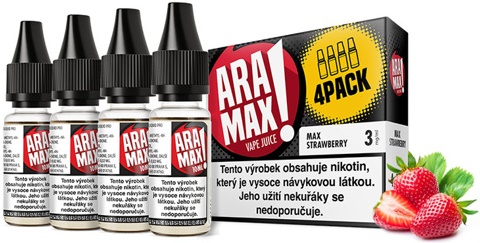 Levně Aramax 40ml/4x10ml Max Strawberry (Jahoda) Nikotín: 12mg