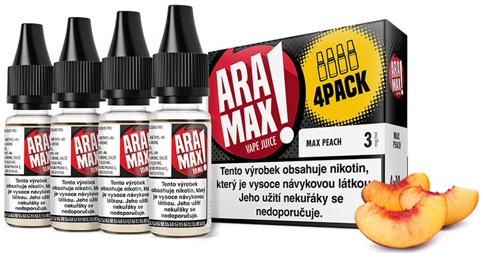 Levně Aramax 40ml/4x10ml Max Peach (Broskev) Nikotín: 12mg