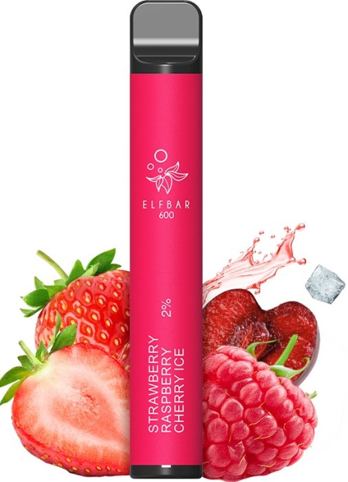 Levně Elf Bar jednorázová elektronická cigareta Strawberry Raspberry Cherry Ice (Ledová jahoda, malina a višeň) 600 potáhnutí 20mg
