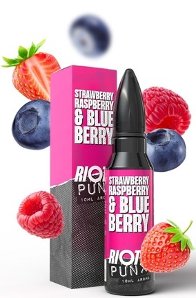 Levně Příchuť Riot Squad Shake and Vape 10/60ml Strawberry Raspberry & Blueberry (Jahoda, borůvka a malina)