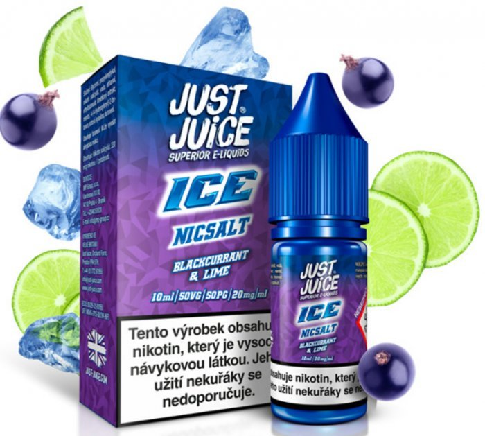 Levně Just Juice (Just Juice Salt) 10ml ICE Blackcurrant & Lime (Ledový černý rybíz & limetka) Nikotín: 11mg