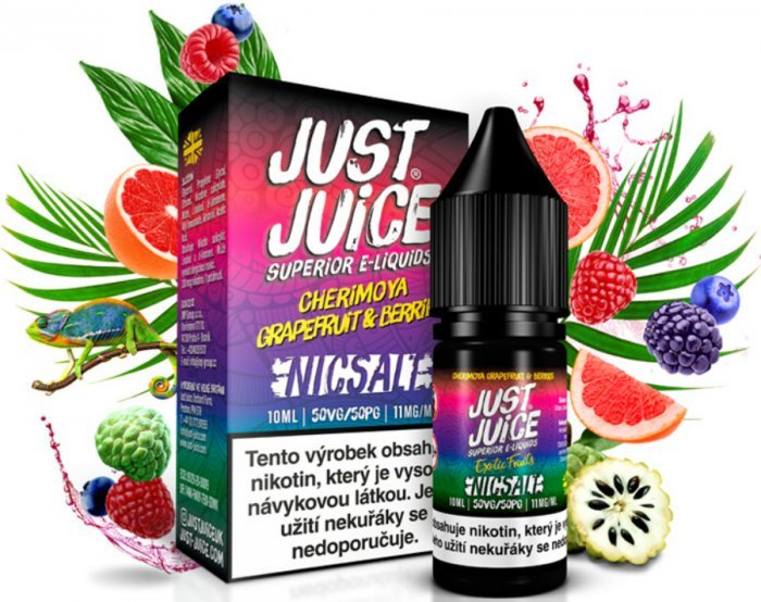 Levně Just Juice (Just Juice Salt) 10ml Cherimoya Grapefruit & Berries (Cherimoya, grapefruit a bobule) Nikotín: 11mg
