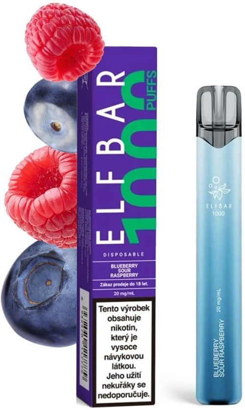 Levně Elf Bar jednorázová elektronická cigareta Blueberry Sour Raspberry 1000 potáhnutí 20mg