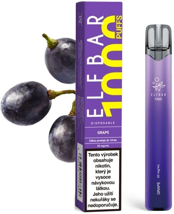 Levně Elf Bar jednorázová elektronická cigareta Grape 1000 potáhnutí 20mg