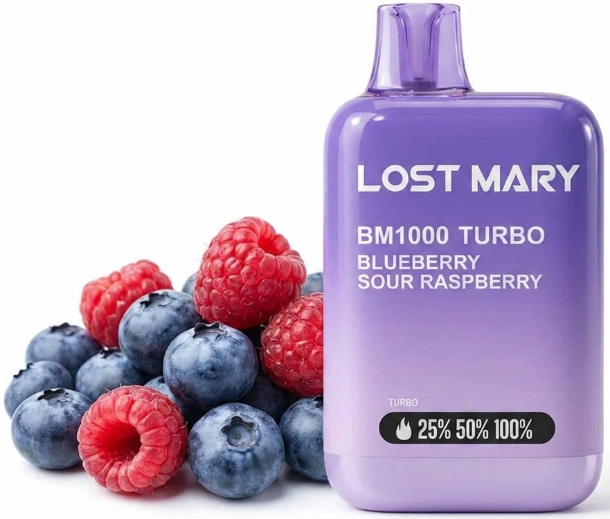 Levně Elf Bar Elf Bar-Lost Mary Turbo jednorázová elektronická cigareta Blueberry Sour Raspberry (Borůvka a malina) 20mg 1000 potáhnutí