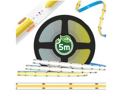 38740 led pasek cob 7w m 5m tepla bila