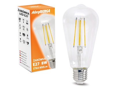 LED žárovka E27 ST64 8W neutrální bílá
